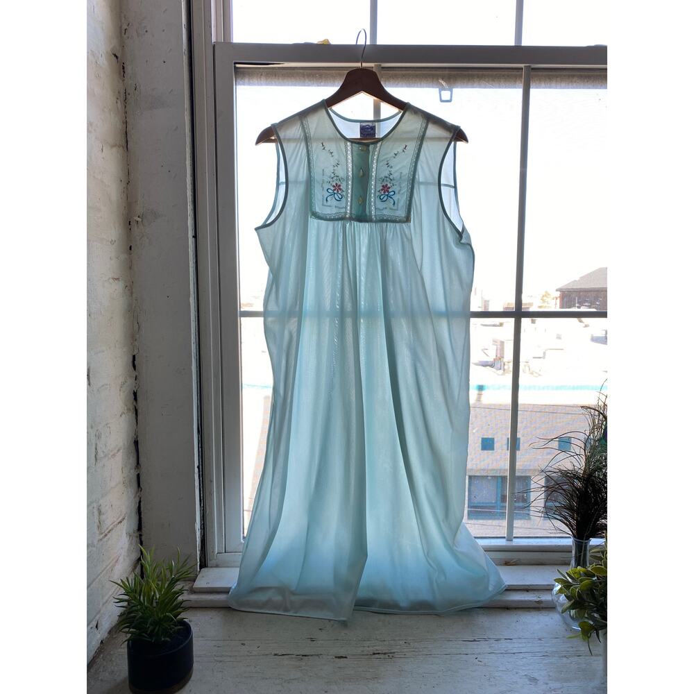 Vintage Slip Dress Lace Embroidered Floral Babydoll Romantic Coquette Nightie L - Picture 5 of 11